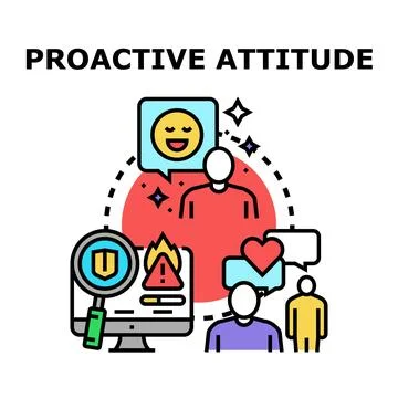 Proactive attitude developing problem solving and communication skills Stock Illustration