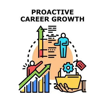 Proactive career growth developing professional advancement skills Stock Illustration