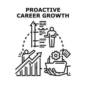 Proactive career growth developing professional advancement skills Illustrazione stock