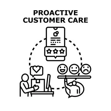 Proactive customer care maintaining high service quality Illustrazione stock