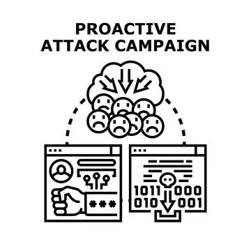Proactive cyber attack campaign bringing online data breach Stock Illustration