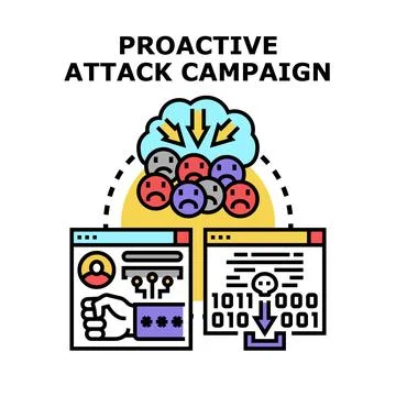 Proactive cyber attack campaign bringing online data breach Stock Illustration