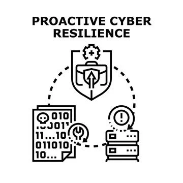 Proactive cyber resilience protecting data and network security Stockillustratie