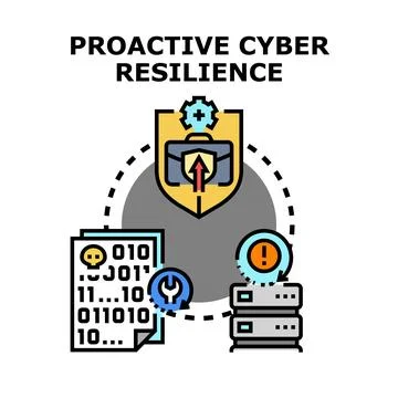 Proactive cyber resilience protecting data and network security Stock Illustration
