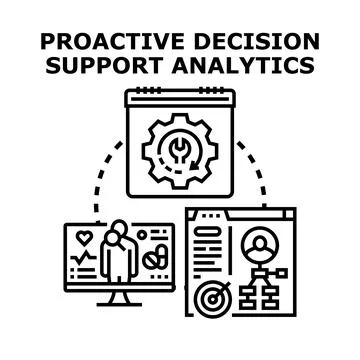 Proactive decision support analytics with data visualization Stockillustratie