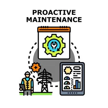 Proactive maintenance concept for industrial technology optimization Stock Illustration