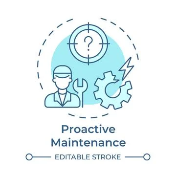Proactive maintenance soft blue concept icon Stock Illustration