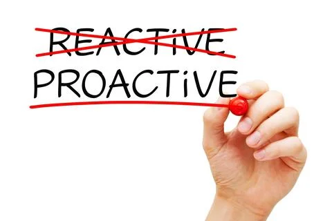 Proactive Not Reactive Concept Stockfoto's