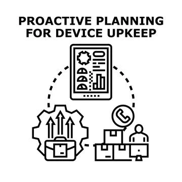 Proactive planning managing device upkeep maintenance strategy Stock-Illustration