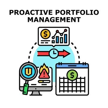 Proactive portfolio management analyzing financial risk and investment strate Illustrazione stock