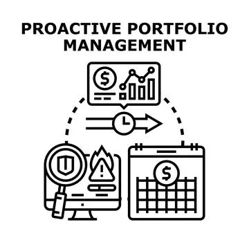 Proactive portfolio management analyzing financial risk and investment strate 스톡 일러스트