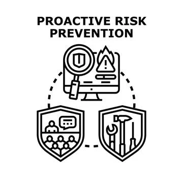 Proactive risk prevention strategy implementing security solutions Stock Illustration