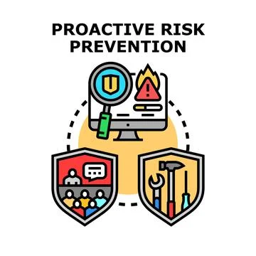 Proactive risk prevention strategy implementing security solutions Stock Illustration