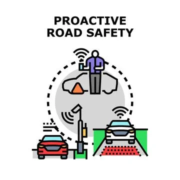 Proactive road safety system ensuring smart vehicle communication Stock Illustration