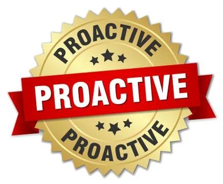 Proactive round isolated gold badge 스톡 일러스트