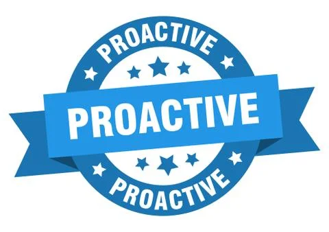 Proactive round ribbon isolated label. proactive sign Stock Illustration