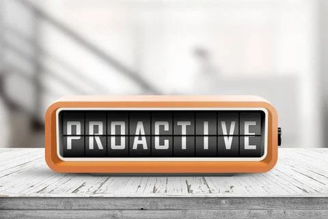 Proactive sign in the shape of a retro device Proactive sign in the shape ... Stock Photos