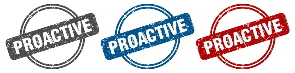 Proactive stamp. proactive sign. proactive label set Stock Illustration