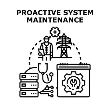 Proactive system maintenance and management for efficiency Stock Illustration