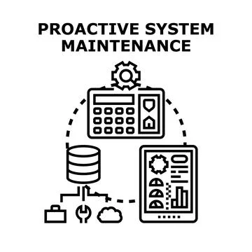Proactive system maintenance, fixing business issues early Stock Illustration