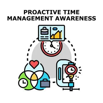 Proactive time management awareness vector concept Stockillustratie