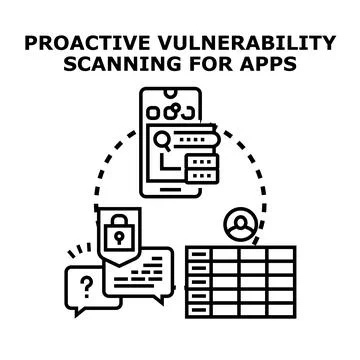 Proactive vulnerability scanning for mobile application security Illustrazione stock