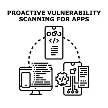 Proactive vulnerability scanning for mobile application development Stockillustratie