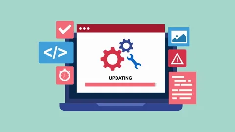 Proactive Website Maintenance Solutions 2d animation with alpha matte Stock Footage 335801105