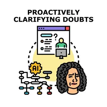 Proactively clarifying doubts using artificial intelligence support Stock Illustration