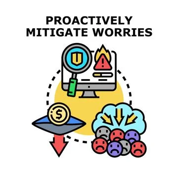 Proactively mitigating worries, risks, and security threats 库存插图
