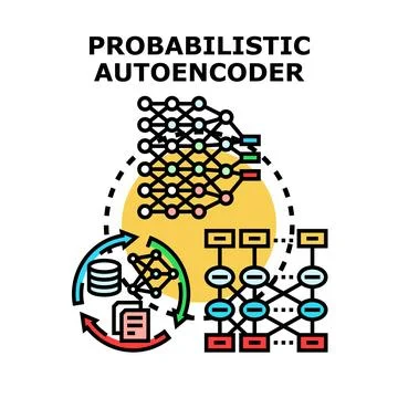 Probabilistic autoencoder machine learning algorithm developing concept Stock Illustration