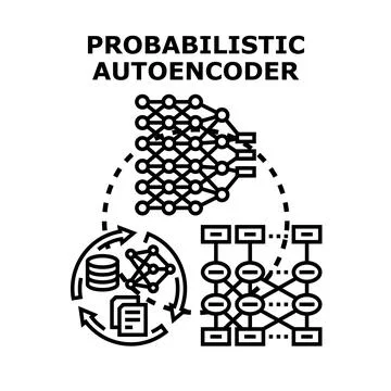 Probabilistic autoencoder machine learning algorithm developing concept Ilustração Stock