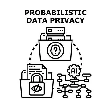Probabilistic data privacy concept protecting personal information and ensuri Stock Illustration