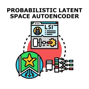 Probabilistic latent space autoencoder concept vector Stock Illustration