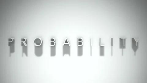 Probability 3D title animation with shadows on a white background Stock Footage 296508867