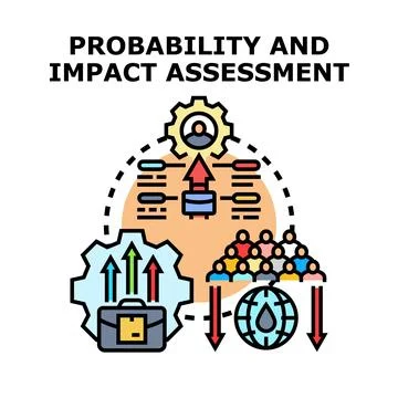 Probability and impact assessment evaluating risk management strategy Illustrazione stock
