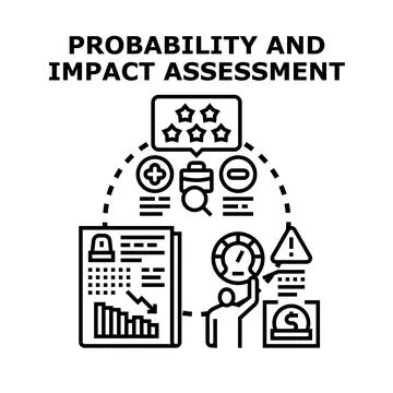 Probability and impact assessment process evaluating business risks 库存插图