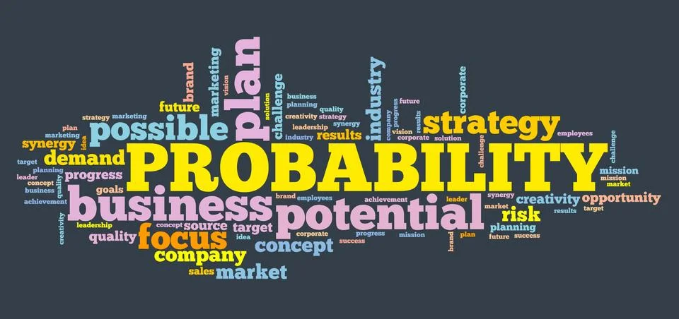 Probability - decision making strategy word cloud sign. Stock Illustration