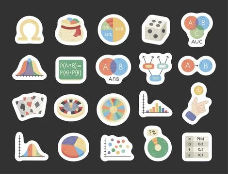 Probability theory set in scandinavian style Ilustración de archivo