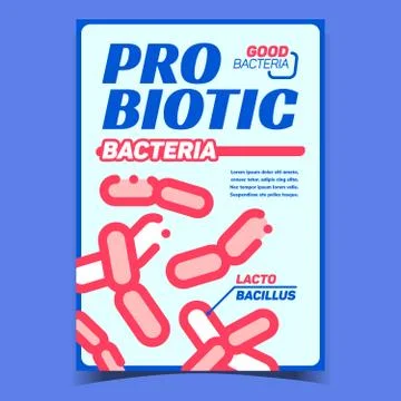 Probiotic Bacteria Creative Promo Poster Vector Illustrazione stock