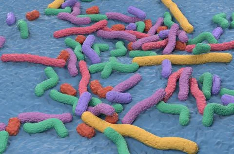 Probiotic bacteria field isometric view Stock Illustration