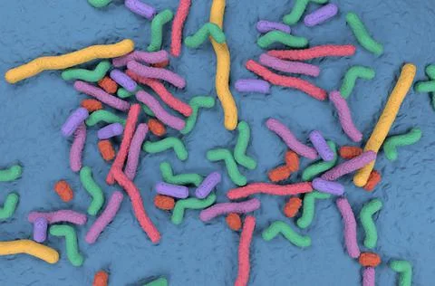 Probiotic bacteria field top view Stock Illustration