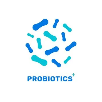 Probiotic bacteria logo. Bifidobacteria lactobacillus gut acidophilus. Lactic Stock Illustration