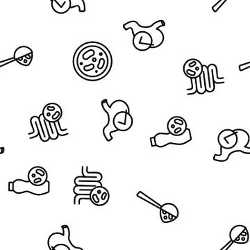 Probiotic Bacteria Vector Seamless Pattern 库存插图