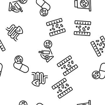 Probiotic Bacteria Vector Seamless Pattern 库存插图