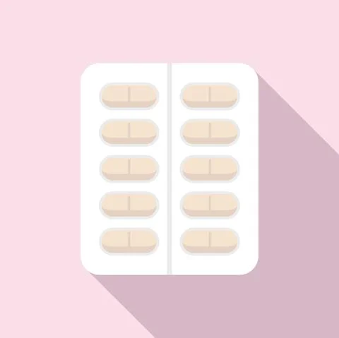 Probiotic blister icon flat vector. Lactobacillus bacteria 스톡 일러스트