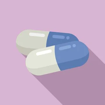 Probiotic capsule icon flat vector. Gut bacteria Illustrazione stock