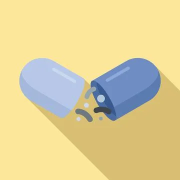 Probiotic capsule icon flat vector. Health microbe Illustrazione stock