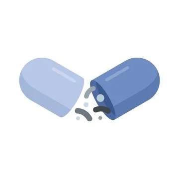 Probiotic capsule icon flat vector. Health microbe Stock Illustration