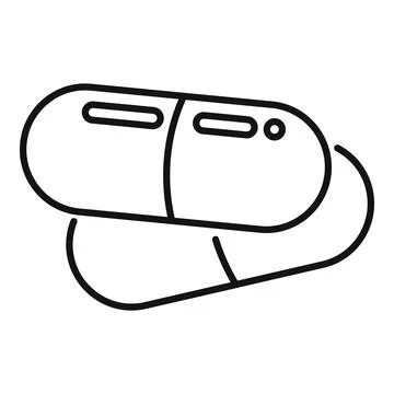 Probiotic capsule icon outline vector. Gut bacteria Illustrazione stock